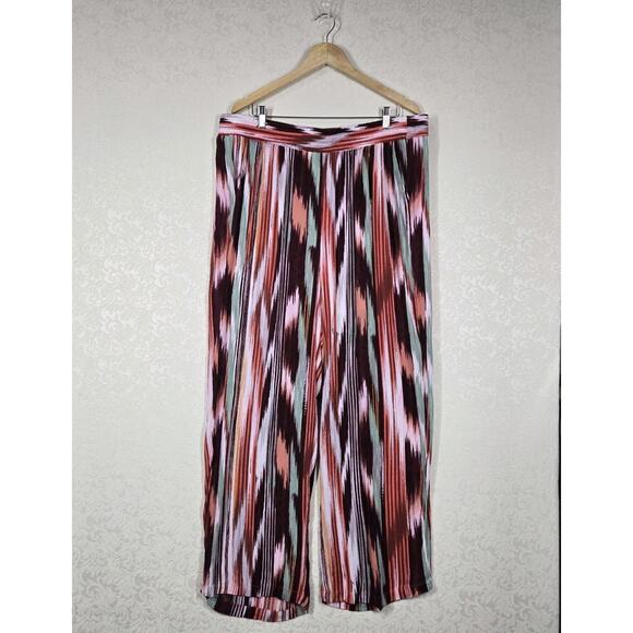 Torrid Wide Leg Crinkle Gauze High Rise Pull On Pants sz 2- 2X Multi Ikat Stripe - Picture 13 of 13